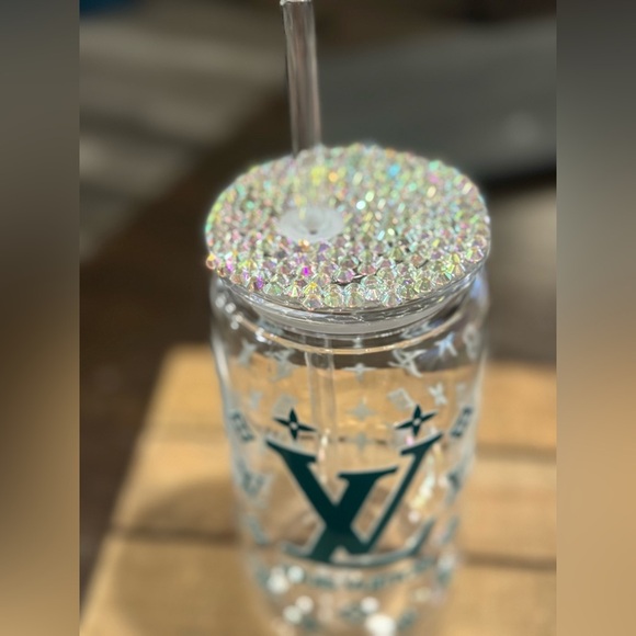 Louis Vuitton Teal Logo Tumbler with Glitter Lid - Picture 2 of 5